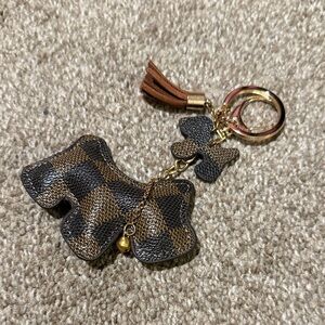 Checkered Brown Keychain with Tassel.  Fashion LV (Non-branded)